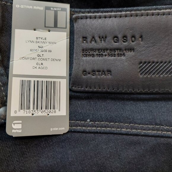 Retro Vintage G-Star Raw Lynn Skinny Comfort Comet Denim Jeans Pants Sz 25 NWT - Picture 13 of 14
